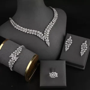 Ladies Luxury 4piece CZ Zircon Dubai Bridal Accessories Wedding Jewelry