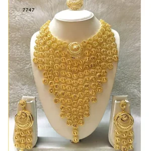 Long Golden Plated African Bridal Set Design Jewellery